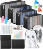 All-in-One 22 Pcs Packing Cubes for Travel Essentials –Includes Cubes,toothbrush covers，Silicone Bottle Cover,zipper bags, Matte Cosmetic Bag, Drawstring bag for Carry-On & Suitcase - Image 2