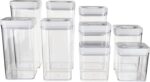 Amazon Basics Airtight Food Storage Containers, BPA Free, with Twist/Turn Lids, for Kitchen Pantry Organization, 10-Piece Square Set, Clear Plastic - Image 2
