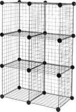 Amazon Basics Cube Wire Grid Stackable Storage Shelves, 6-Cube, 12.6"D x 26"W x 38"H, Black - Image 2