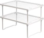 Amazon Basics Stackable Metal Kitchen Storage Shelves for Dishes, 12.5" L x 8" D x 4.5" H, Set of 2, White - Image 2