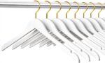 Amber Home 24 Pack White Wooden Hangers with Gold Hooks, White Wood Shirt Hangers with Notches for Dress, Coat, Bridal - Image 2