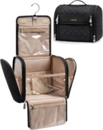 BAGSMART Makeup Bag for Women with Hanging Hook - Portable Cosmetic Case, Large Capacity Door Room Essentials Travel Organizer for Full Sized Cosmetics and Toiletries, Black - Image 2