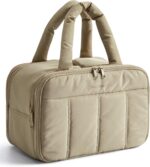 BAGSMART Travel Toiletry Bag, Puffy Large Toiletry Bag for Women, Lightweight Cosmetic Makeup Bag Organizer with Handle for Traveling, Accessories, Essentials, Toiletries (Grayish Brown) - Image 2
