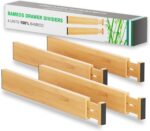 BAMEOS Drawer Dividers kitchen Organization Bamboo Utensil Organizers for Kitchen Bedroom Bathroom Dresser Office 4-pack - Image 2