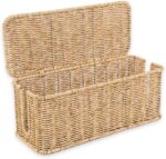 Cable Management Box, Handmade Rattan Cable Organizer, 2 Open Slots Cords Hider Box, Under Desk Cord Organizer for Computer Router USB Hub & Power Strip, Patent Pending, 13" x 5.1" x 5.1", Natural - Image 2