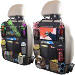 Car Backseat Organizer with 10" Table Holder, 9 Storage Pockets Seat Back Protectors Kick Mats for Kids Toddlers, Travel Accessories, 2 Pack - Image 2