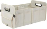 Car Trunk Organizer Car Storage Organizer Collapsible Multi Compartment Car Organizer Adjustable Straps for SUV(Beige) - Image 2