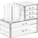 Clear Acrylic Makeup Organizers for Vanity,Countertop,3 Pack Make up Drawer Organizer With Makeup Brush Holder,Plastic Skincare Organizers for Hair Accessories,Beauty,Hair Products,Bathroom,Dresser - Image 2