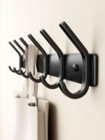 Coat Rack Wall Mount Hooks - 15 Inch Matte Black Metal 6-Hook Organizer Wall Mounted, Modern Kids Room, Entryway & Bathroom Hanger for Beach Towels, Coats, Purses, Bags (1 Pack) - Image 2