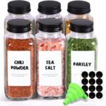 ComSaf Large Spice Jars, 6Pcs 8 oz glass spice bottle with lids, Empty Spice Containers and Square Spice Bottles, Trial Set & Supplement Set for Kitchen and Seasoning - Image 2