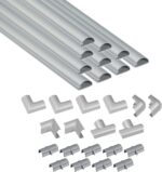 D-Line 157in Cord Cover Kit, Self-Adhesive Wire Hiders, Cable Raceway to Hide Wires on Wall, Electrical Cable Management - 10x 15.7 Lengths & 19 Accessories - 1.18" (W) x 0.59" (H) - Gray - Image 2