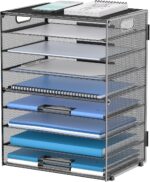 DALTACK 9-Tier Paper Letter Tray Desk Organizer with Handles, Mesh File Holder Organization, Paper Sorter Desk Organizer for Office Home School, Black - Image 2