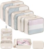 DIMJ Packing Cubes for Travel - 8 Pcs Lightweight Travel Cubes for Packing, Mesh Travel Packing Cubes Travel Packing Organizers with Large Toiletries Bag (Beige) - Image 2