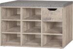 DINZI LVJ Shoe Bench,Entryway Storage Bench with Drawer and 8 Cubbies,Cubby Rack Adjustable Shelves,Shoe Organizer Cabinet for Living Room,Bedroom,Mudroom,Closet Garage,Greige - Image 2