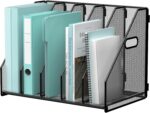 Desktop File Magazine Folder Holder 5 Vertical Compartments, Desk Organizer Vertical Magazine Folder Organize with Side Handles, for Office Home School, Black - Image 2