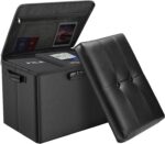 DocSafe Storage Ottoman with Lock,Fireproof Folding Ottoman Foot Rest Stool Storage Chest with Storage Safe for Important Documents,Waterproof 17 Inches Short Ottoman Foot Stool with Handles,Black - Image 2