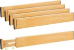 Drawer Divider, Adjustable Bamboo Kitchen Drawer Organizer, Spring Loaded Drawer Organizer, Dresser Separators for Kitchen, Bathroom, Clothes, Office Desk Storage (Natural, 4 Pack Large) - Image 2