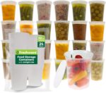 Freshware Food Storage Containers [24 Set] 32 oz Plastic Deli Containers with Lids, Slime, Soup, Meal Prep Containers | BPA Free | Stackable | Leakproof | Microwave/Dishwasher/Freezer Safe - Image 2