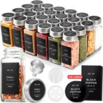 Glass Spice Jars with Labels and Steel Lids (24 x 4oz) Spice Containers with 240 Label, Steel Funnel, Shaker Inserts, Empty Square Seasoning Organizer for Spice Rack, Cabinet, Drawer - Image 2