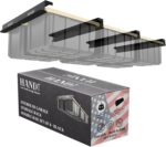 HANDT Overhead Garage Storage Rack, Connectable Heavy Duty Metal Ceiling Rails For Garage Storage Organization Shelving System, Hanging Racks For Tote Containers, Supports Up To 6 Bins, 4 Sets Black - Image 2