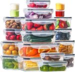 HOMBERKING 40 Pieces Food Storage Containers Set with Snap Lids (20 Lids + 20 Containers), Plastic Containers, BPA-Free Lunch Container Bento Box for Home, Black - Image 2