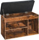 HOOBRO Shoe Storage Bench with Padded Cushion, Entryway Bench with Flip-Open Storage Box and Adjustable Shelf, Shoe Rack with Hidden Compartment, for Entryway, Living Room, Rustic Brown BF40HX01 - Image 2