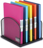 Huron 5-Slot Vertical File Binder Organizer Storage, Black Steel Mesh - Image 2