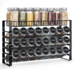 JONYJ 4 Tier Stackable Seasoning Rack Organizer, Detachable Countertop Spice Jar Rack for Cabinet, Freestanding , Black Frosted Iron Kitchen Counter Shelf - Image 2