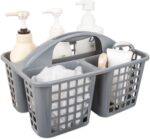 JiatuA Portable Shower Caddy Basket with Compartments Cleaning Supplies Organizer with Handle Plastic Storage Divided Tool Bin for Bathroom, Bedroom, Kitchen, College Dorm, Garden, Under Sink, Grey - Image 2