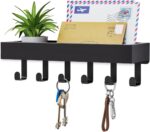 Key Holder Wall Mount Adhesive Magnetic - Hanging Key Hooks with Mail Organizer for Wallet House Accessories - Keys Hanger Rack with Shelf for RV Camper Entryway Door Home Living Room Decor Black - Image 2
