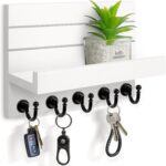 Key Holder for Wall: Easy Installation Mail Organizer Wall Mount Hanging Key Rack for Kitchen and Entryway Decor with 5 Sturdy Key Hooks (White) - Image 2