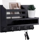 Key and Mail Holder Wall Mount, Key Hanger with Long Storage Box and 5 Hooks for Coat, Dog Leash, Home Decor Rack, House Accessories, Entry Way Organizer 11.8”W x 7.8”H x 3.2”D - Image 2