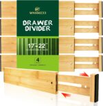 Kitchen Drawer Dividers, Adjustable Bamboo Drawer Organizer (17-22"), Expandable Utensil Organizer for Kitchen Storage, Closet, Dresser (4 Pack) - Image 2