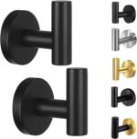 Kruodop Towel Hooks for Bathroom,2 Packs Wall Mount Towel Holder,Black Matte Wall Robe Hook,Stainless Steel Heavy Duty Door Hanger Towel Hook for Kitchen, Bedroom,Hotel,Pool,Coats(Drilling) - Image 2