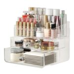 LAMU Makeup Organizer with Large Drawers, Bathroom Counter Skincare Organizer for Vanity,Storage Box with Handle, Cosmetic Display case for Vanity Countertop, Skincare Perfume Storage, Clear - Image 2