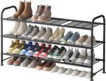 LINZINAR Shoe Rack 3 Tier Long Metal Shoe Organizer for Closet Entryway Black - Image 2