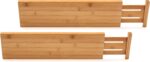 Lipper International 8897 Bamboo Wood Custom Fit Adjustable Deep Kitchen Drawer Dividers, Set of 2 - Image 2