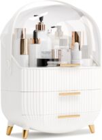 Makeup Organizers and Storage, Make up Organizer for Vanity Cosmetics Skincare Organizers With Lid and Drawers Display Cases for Countertop（White） - Image 2