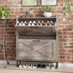 Maupvit Shoe Storage Cabinet with 2 Flip Drawers, Freestanding Organizer with Metal Legs for Entryway, Narrow Shoe Rack Cabinet, Light Rustic Oak - Image 2