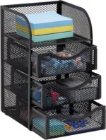 Mind Reader Desktop Accessory Storage, Paper Binder Clip Basket, Workspace, Office, Metal Mesh, 4.75"L x 5"W x 8"H, Black - Image 2