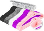 Multi-Color Velvet Hangers 50 Pack with Cascading Hooks, Non-Slip Black, Pink, White, Grey, and Purple Velvet Hangers for Clothes, Suits, and Coats - Image 2