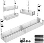 Multi-Model Under Desk Cable Management Tray 2 Packs Metal Under Desk Wire Management Clamp Mount Under Table Cord Management No Damage The Desk (White) - Image 2
