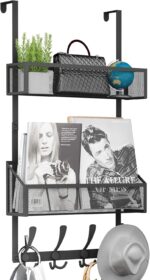 Over The Door Hooks Organizer, Coat Rack Over The Door Storage Hanger Towel Rack, Back of Door Storage Organizer for Bathroom,Bedroom,Kitchen,Office (Black 3-Tier) - Image 2