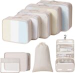 Packing Cubes for Travel - 9 Set Large Travel Cubes Luggage Organizer Bags Set With Laundry Bags/Shoe Bag/Toiletry Bag (Beige) - Image 2