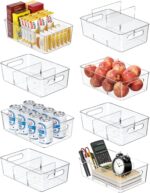Pantry Organizers and Storage , 8 Pack Snack Organizer for Pantry Shelf,Food Storage Bins with Divider,Clear Containers for Organizing,Transparent Plastic Basket,Refrigerator and Fridge Bins - Image 2