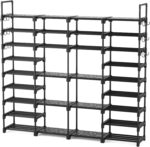 ROJASOP Large Shoe Rack Organizer for Entryway Closet 64-68 Pairs 9-Tier Heavy Duty Tall Garage Shoe Rack Shoe Shelf Shoes Storage with 18 Pcs Removable Side Hooks for Bedroom and Garage Black - Image 2