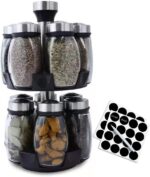 Revolving Spice Rack Organizer Storage for kitchen, Spice Stand Holder, Spinning Countertop Herb and Spice Rack Organizer with 12 Glass Jar Bottles Set - Image 2