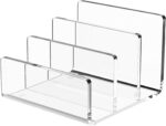 Richboom Acrylic File Sorter, 8.5"x6.3"x6.2", Upright File Organizer for Desk, Mail Organizer Countertop, File Holder for Letter, Document, Notebook, Clear, 3 Sections - Image 2