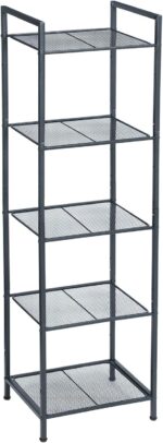 SONGMICS 5-Tier Storage Rack, Bathroom Shelf, Extendable Plant Stand with Adjustable Shelf, for Bathroom, Living Room, Balcony, Kitchen, Black UBSC35BK, 11.8 x 15 x 50.4 Inches - Image 2