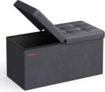 SONGMICS MAZIE Collection - 30 Inches Storage Ottoman Bench with Flipping Lid, Storage Chest Footstool, Load 660 lb, for Entryway, Living Room, Bedroom, Synthetic Leather, Dark Gray ULSF045G01 - Image 2
